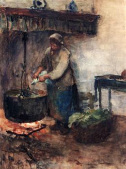 艾伯特 納赫伊斯 A cottage Interior With A Peasant Woman Preparing Supper 艾伯特 納赫伊斯 A cottage Interior With A Peasant Woman Preparing Supper